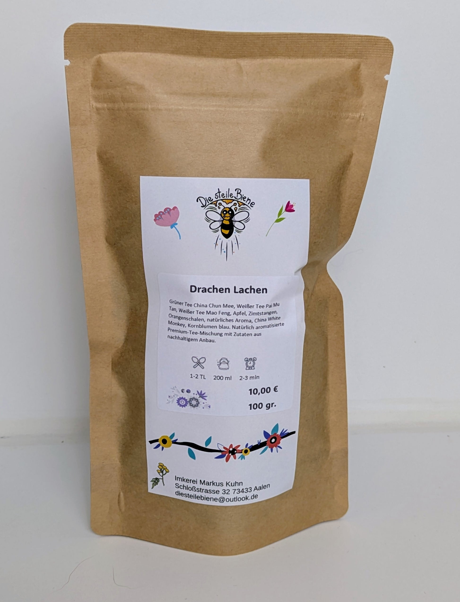 Drachen Lachen Tee – Erfrischende Mischung aus Granatapfel, Zimt, grünem und weißem Tee aus kontrolliert biologischem Anbau