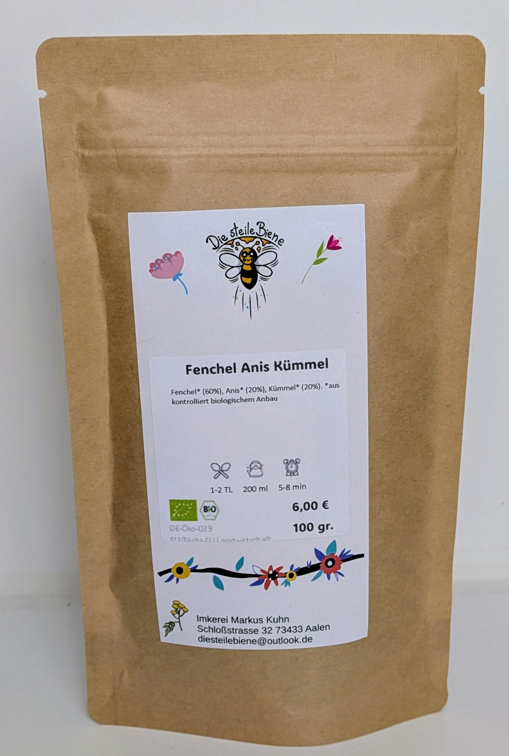 Hochwertiger Bio Fenchel Anis Kümmel Tee – natürliche Kräutermischung mit Fenchel, Anis und Kümmel