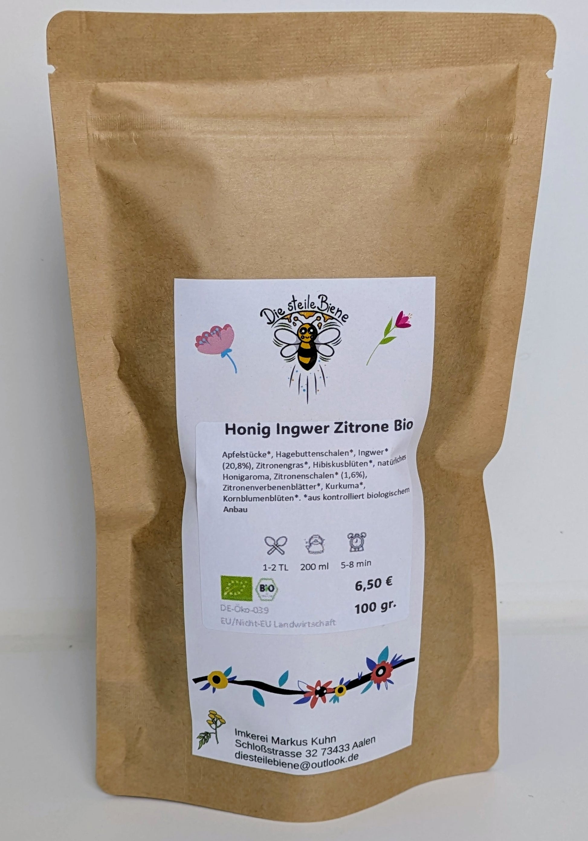 Bio-Tee Honig Ingwer Zitrone – Wärmender Tee mit Ingwer, Zitronengras & Honigaroma aus kontrolliert biologischem Anbau