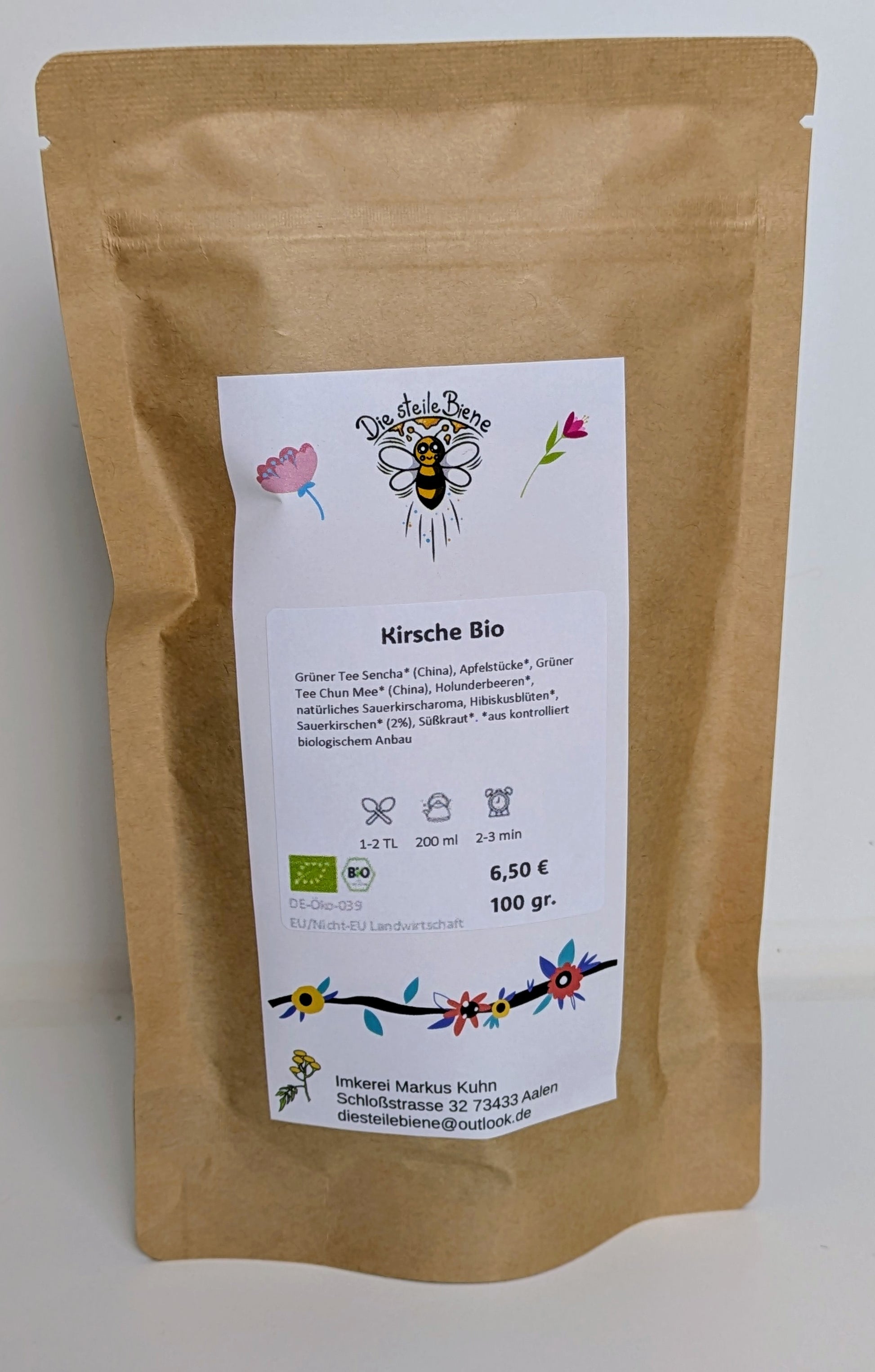 Bio-Grüner Tee mit Sencha, Chun Mee, Sauerkirsche & Holunder – Fruchtig-belebender Genuss aus kontrolliert biologischem Anbau