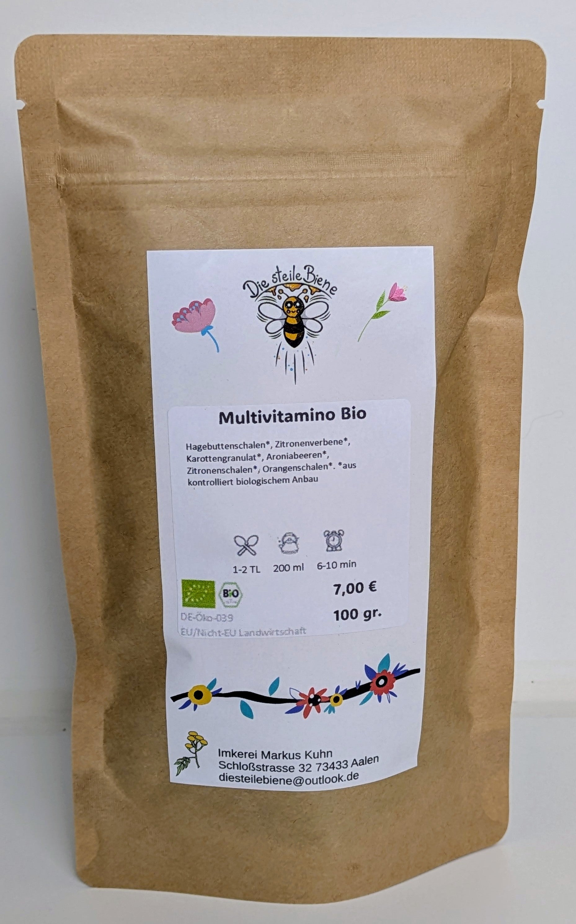 Multivitamino Bio-Tee – Fruchtiger Tee mit Hagebutte, Aroniabeeren & Zitrusschalen für natürliche Energie