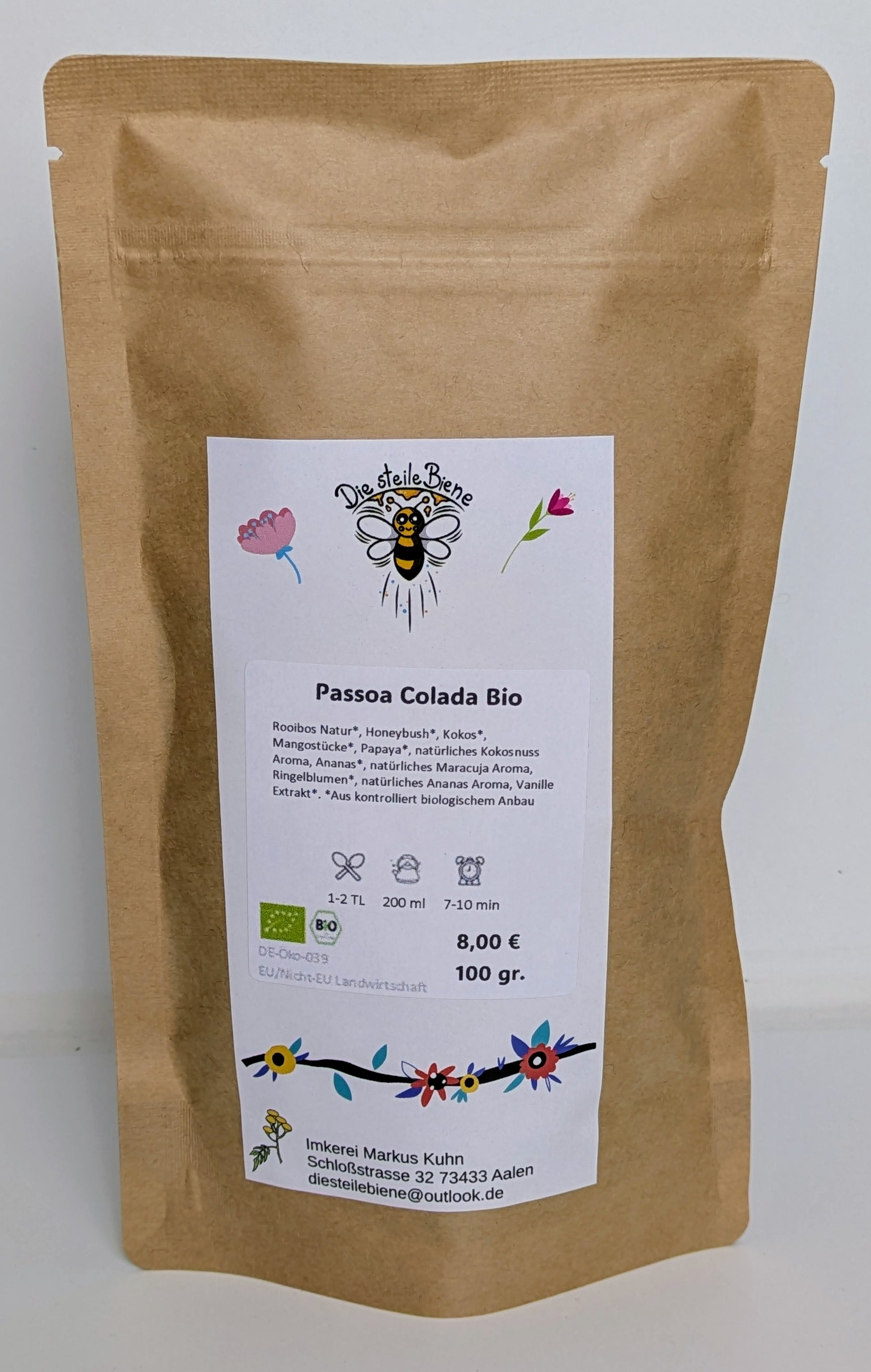 Passoa Colada Rooibos Tee – Tropische Mischung mit Kokos, Ananas, Mango & Papaya aus kontrolliert biologischem Anbau