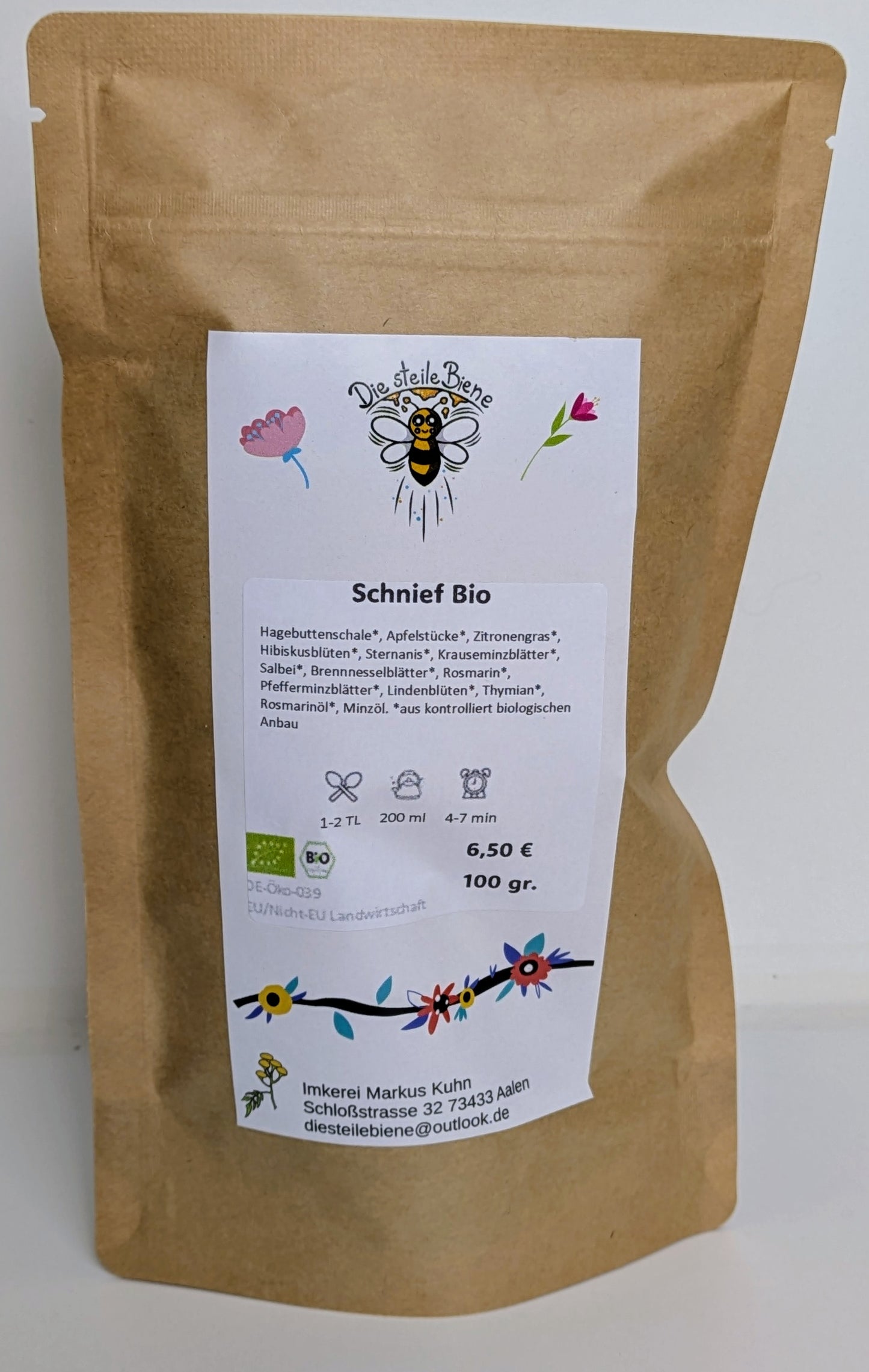 Schnief Bio-Kräutertee – Wohltuender Tee mit Hagebutte, Zitronengras, Minze & Salbei für kalte Tage