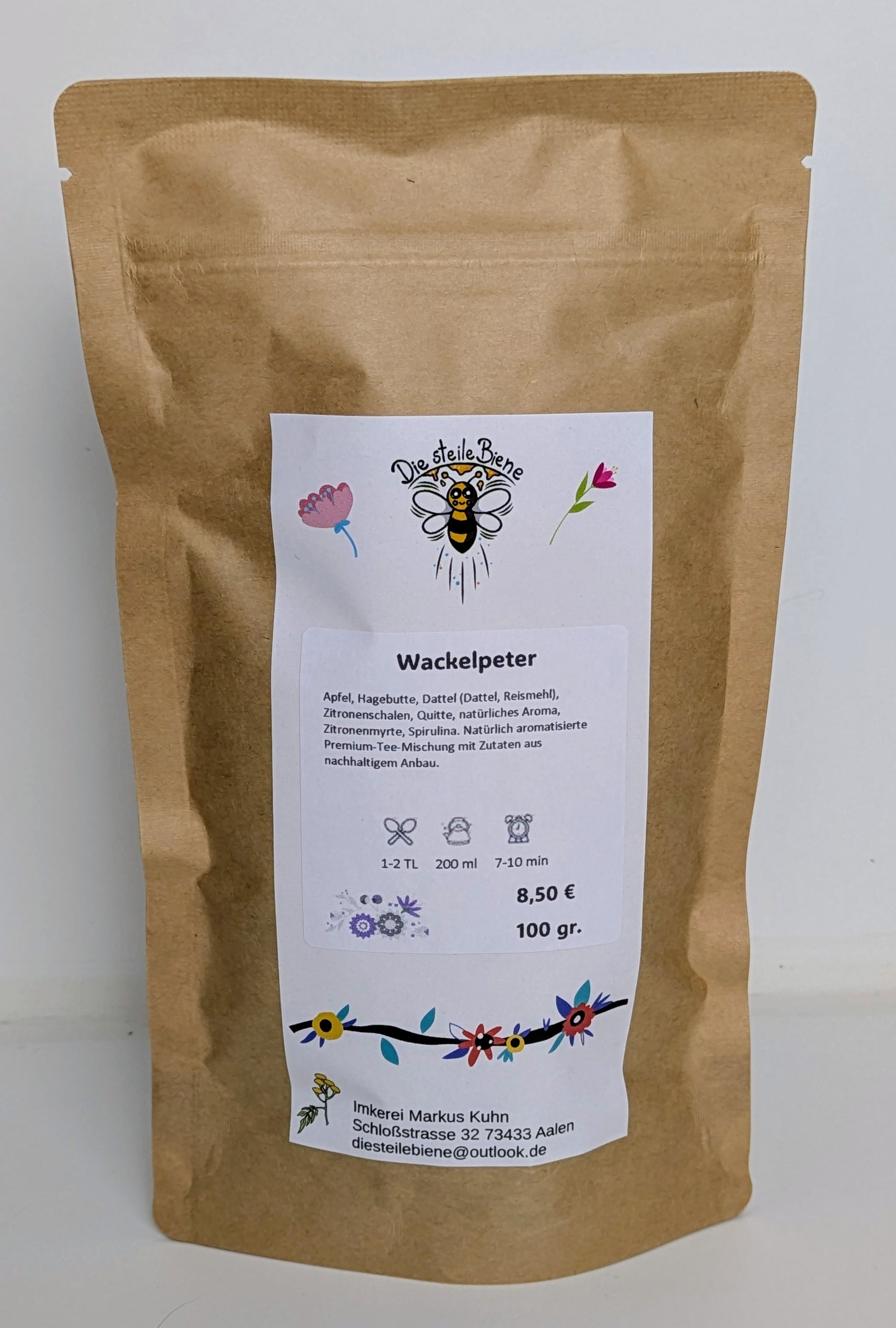 Wackelpeter Tee – Fruchtige Mischung mit Waldmeister, Apfel, Hagebutte und Quitte aus kontrolliert biologischem Anbau