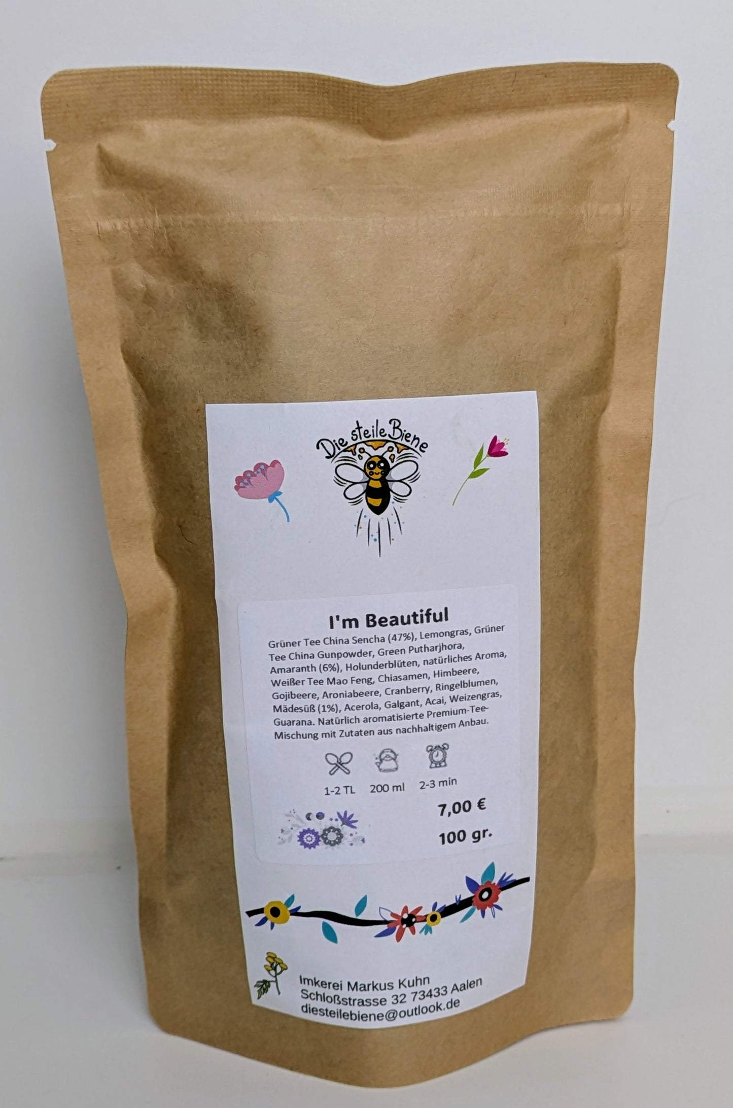 I'm Beautiful Tee, Zitronen Tee, Holunderblüten Tee, Bio-Tee, Grüner Tee, Wellness Tee, Antioxidantien Tee, Beeren Tee, Chia Tee, Tee aus nachhaltigem Anbau